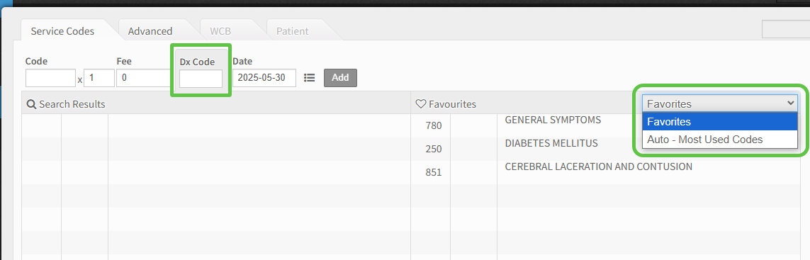 Creating your Favorite Diagnostic Codes lists